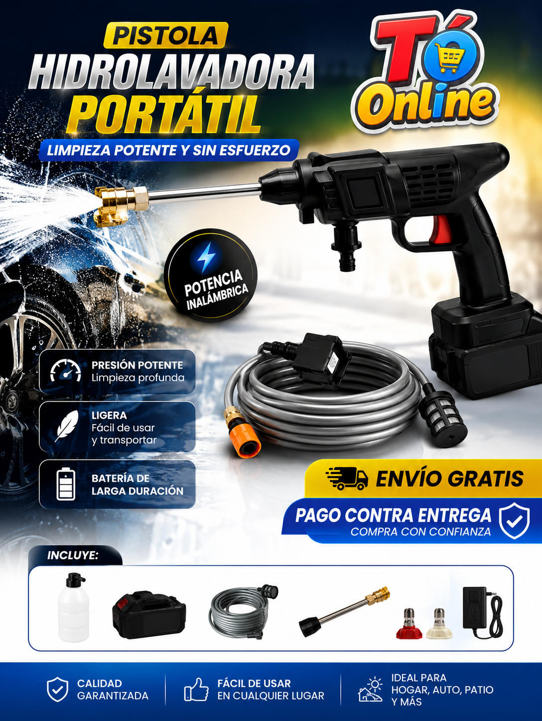 HIDROLAVADORA 2 BATERIAS 48W X 48W L (10 UND X CAJA)